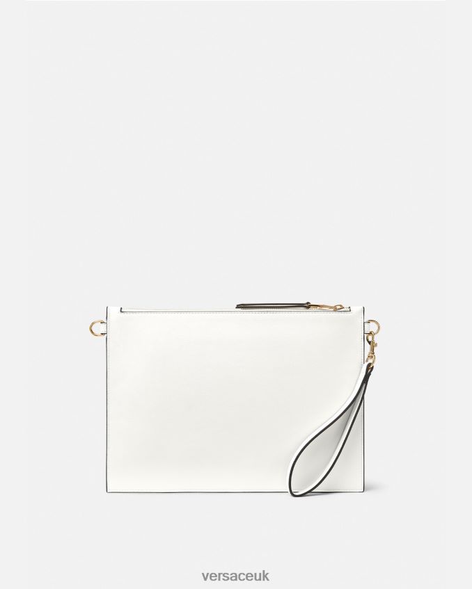 Women Versace Logo Couture Pouch 6D2D062348 Gold & White Accessories