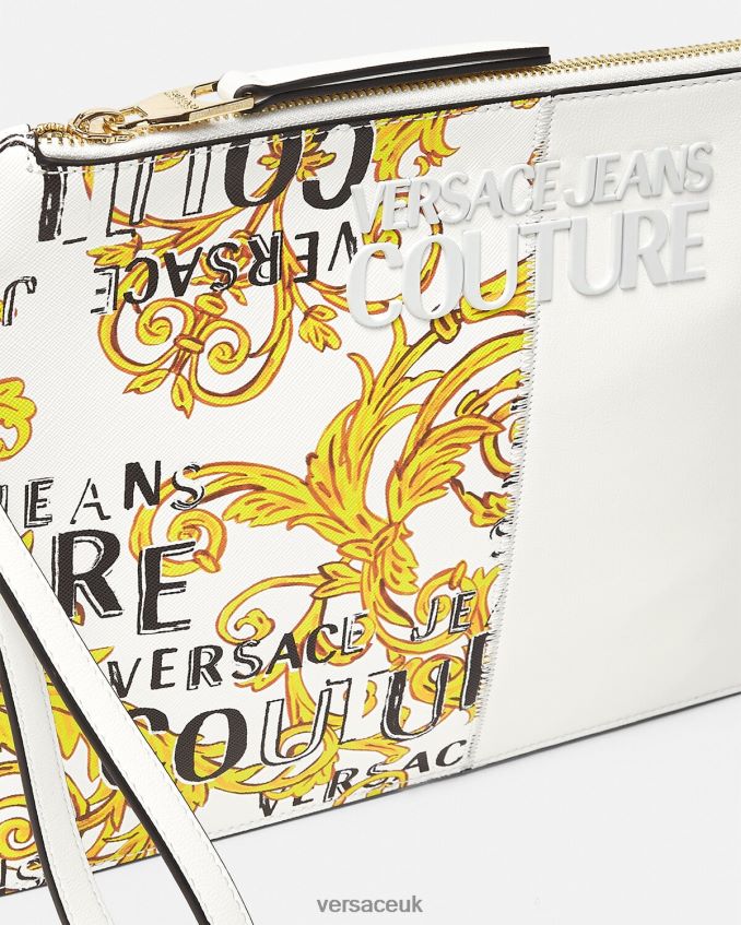 Women Versace Logo Couture Pouch 6D2D062348 Gold & White Accessories