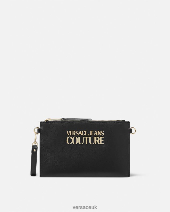 Women Versace Logo Lock Pouch 6D2D062321 Black Accessories