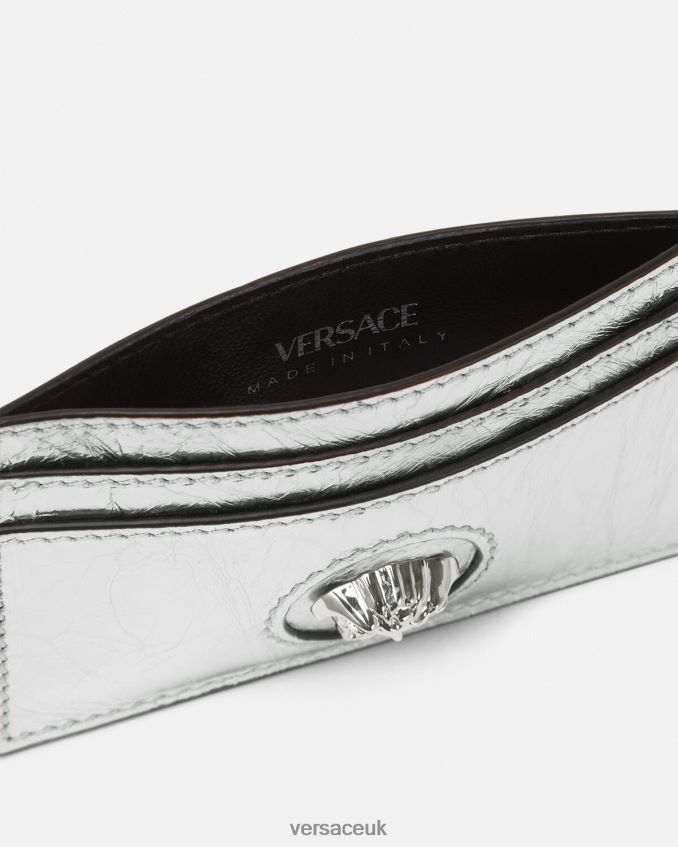 Women Versace Metallic La Medusa Card Holder 6D2D06570 Gray Accessories