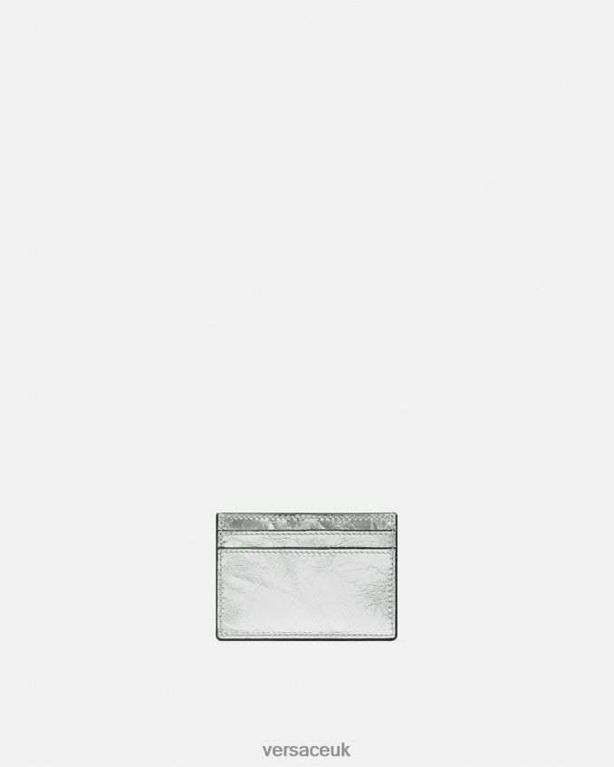 Women Versace Metallic La Medusa Card Holder 6D2D06570 Gray Accessories