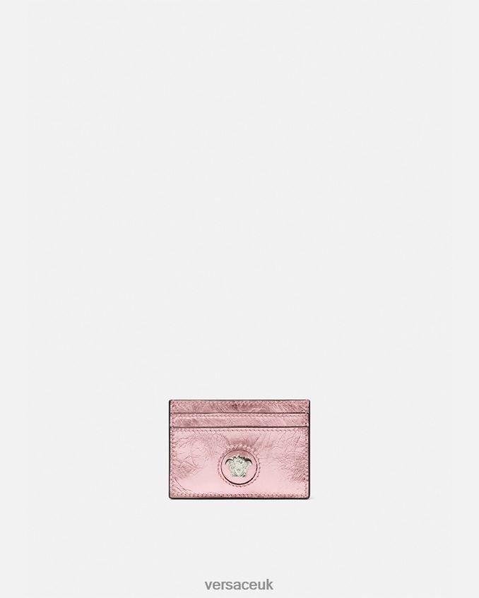 Women Versace Metallic La Medusa Card Holder 6D2D06571 Pink Accessories