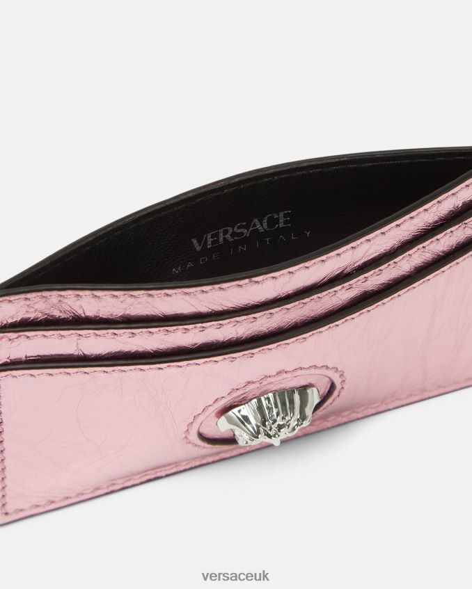 Women Versace Metallic La Medusa Card Holder 6D2D06571 Pink Accessories