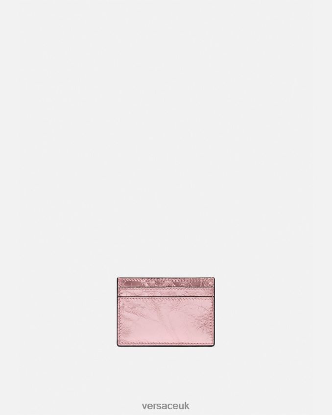 Women Versace Metallic La Medusa Card Holder 6D2D06571 Pink Accessories