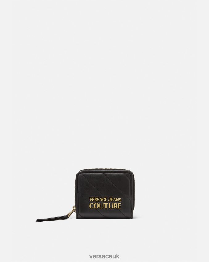Women Versace Thelma Quilted Zip Wallet 6D2D062349 Black Accessories