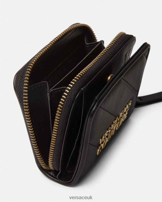 Women Versace Thelma Quilted Zip Wallet 6D2D062349 Black Accessories