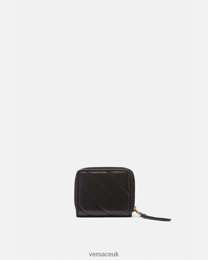 Women Versace Thelma Quilted Zip Wallet 6D2D062349 Black Accessories