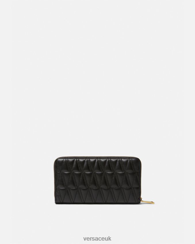 Women Versace Virtus Continental Wallet 6D2D06576 Black Accessories