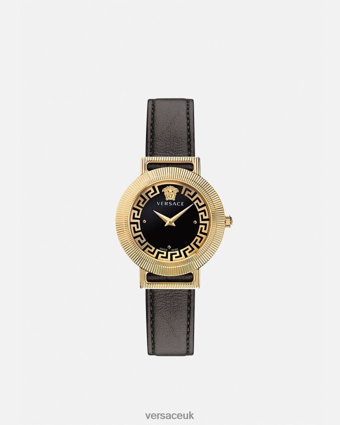 Women Versace Greca Chic Watch 6D2D06960 Black & Gold Accessories