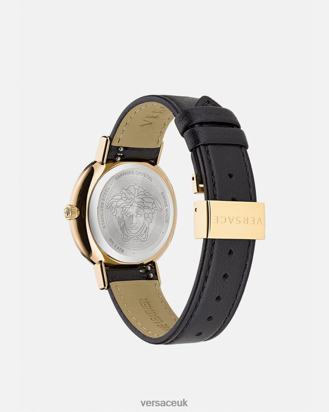 Women Versace Greca Chic Watch 6D2D06960 Black & Gold Accessories