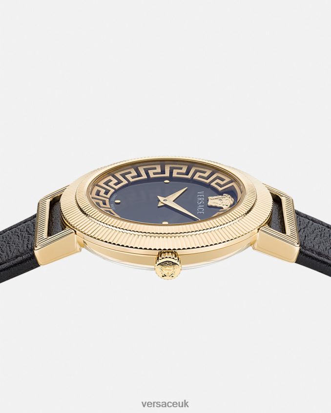 Women Versace Greca Chic Watch 6D2D06960 Black & Gold Accessories