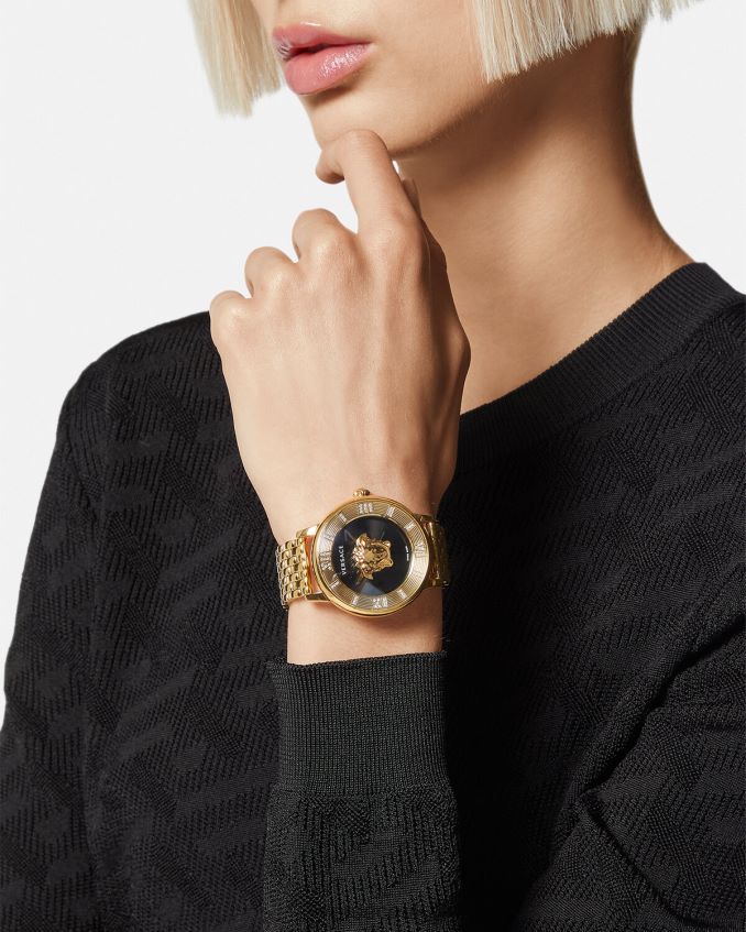 Women Versace La Medusa Diamond Watch 6D2D06962 Black & Gold Accessories