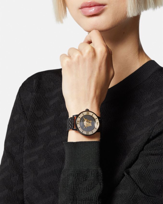 Women Versace La Medusa Diamond Watch 6D2D06973 Black Accessories