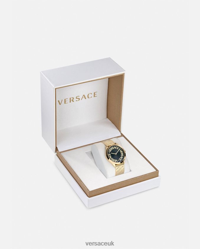 Women Versace Logo Halo Watch 6D2D06970 Gold Accessories