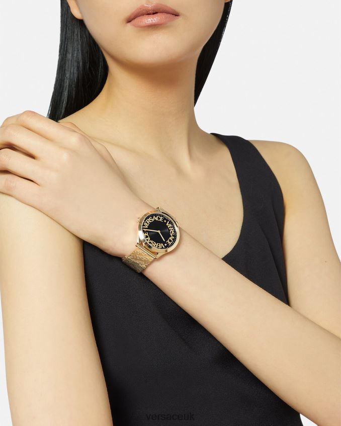 Women Versace Logo Halo Watch 6D2D06970 Gold Accessories
