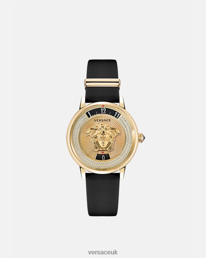 Women Versace Medusa Icon Diamond Watch 6D2D06963 Black & Gold Accessories