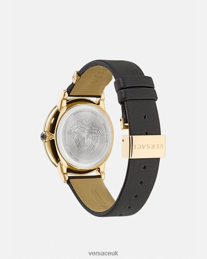 Women Versace Medusa Icon Diamond Watch 6D2D06963 Black & Gold Accessories