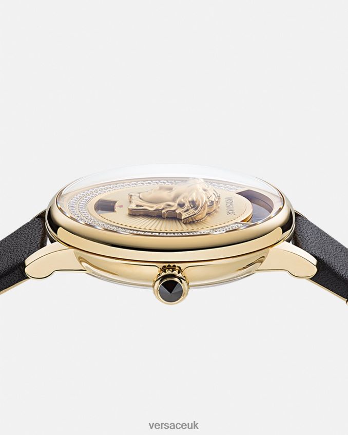 Women Versace Medusa Icon Diamond Watch 6D2D06963 Black & Gold Accessories
