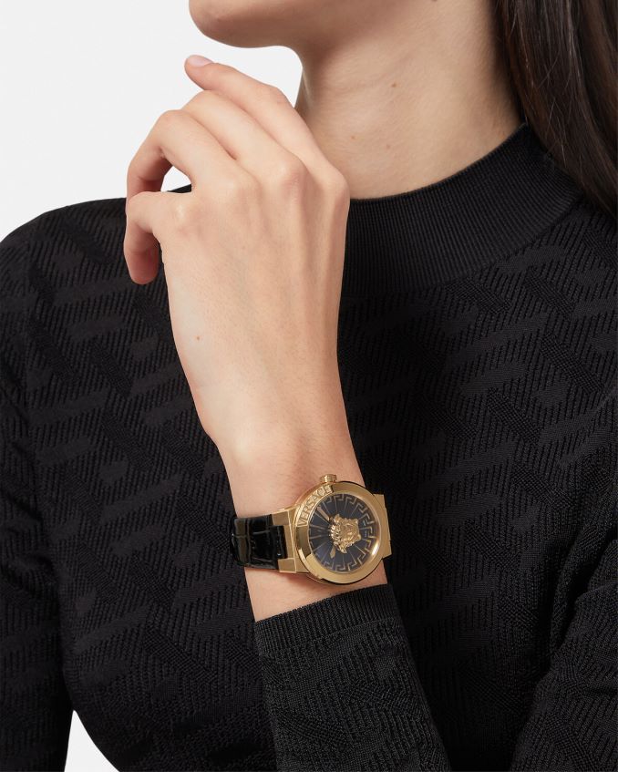 Women Versace Medusa Infinite Watch 6D2D06995 Black & Gold Accessories