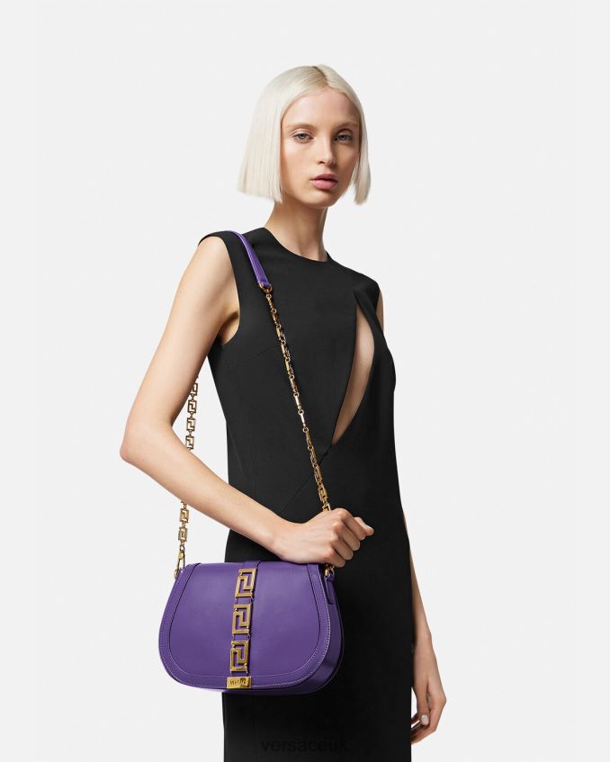 Women Versace Greca Goddess Large Shoulder Bag 6D2D06271 Violet Bags