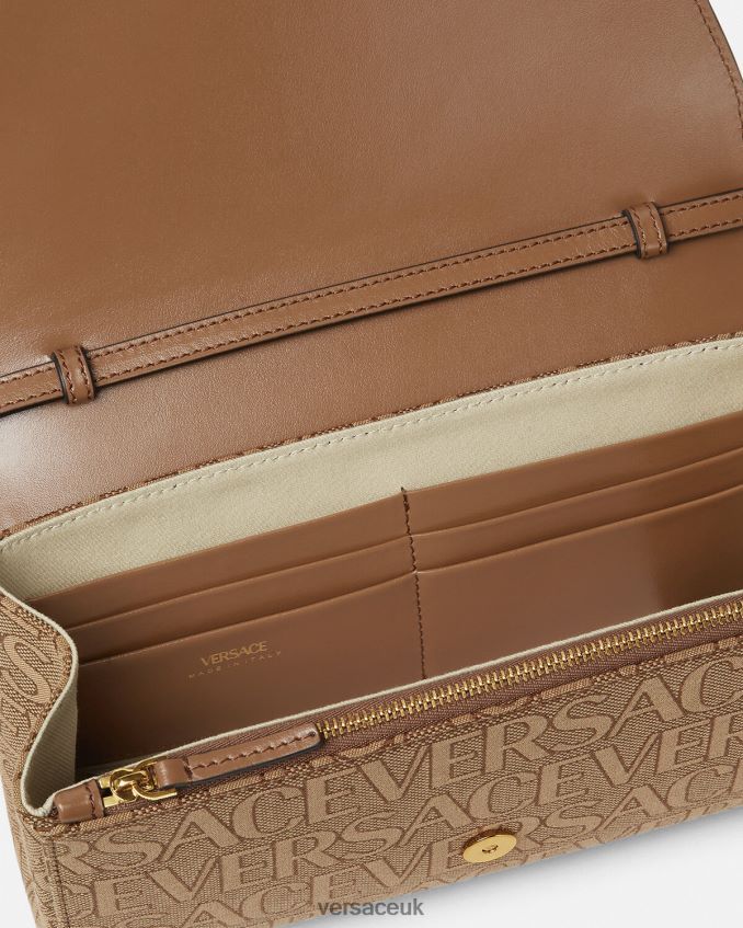 Women Versace Allover La Medusa Crossbody Bag 6D2D06327 Brown Bags