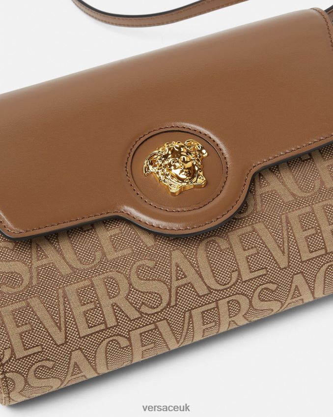 Women Versace Allover La Medusa Crossbody Bag 6D2D06327 Brown Bags