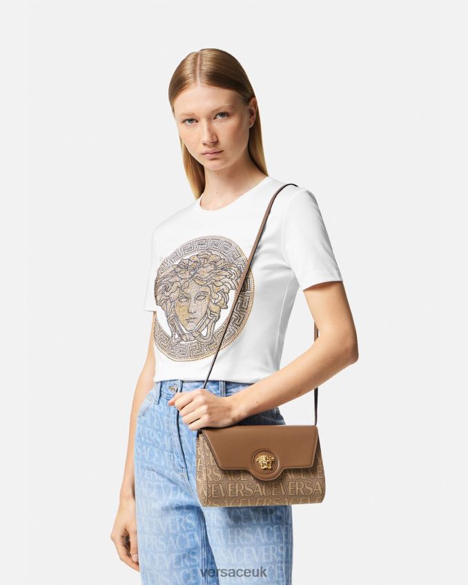 Women Versace Allover La Medusa Crossbody Bag 6D2D06327 Brown Bags
