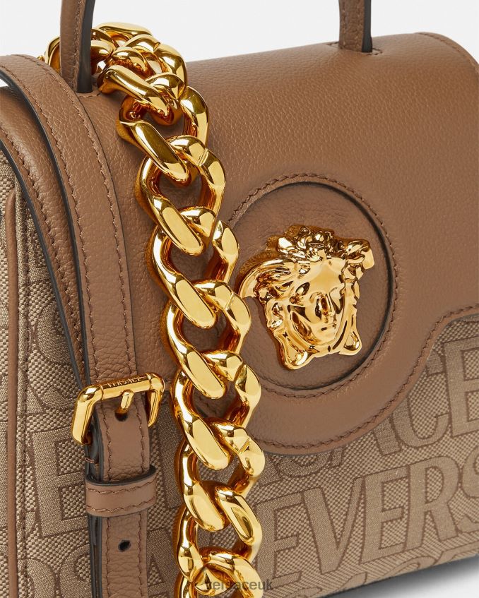 Women Versace Allover La Medusa Small Handbag 6D2D06325 Brown Bags