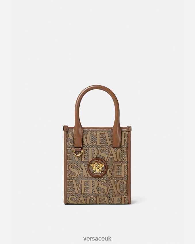 Women Versace Allover Mini Tote Bag 6D2D06318 Brown Bags