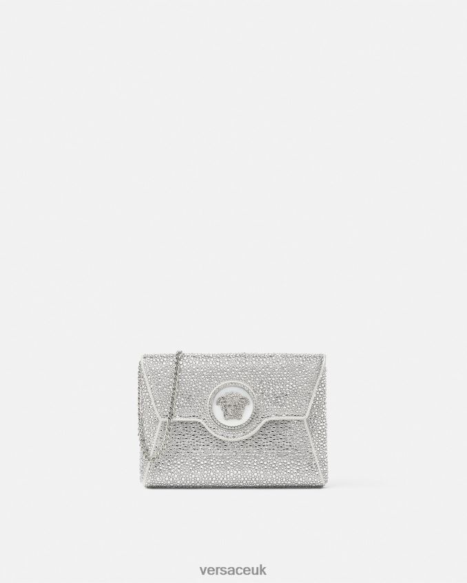 Women Versace Crystal La Medusa Envelope Clutch 6D2D06347 White Bags