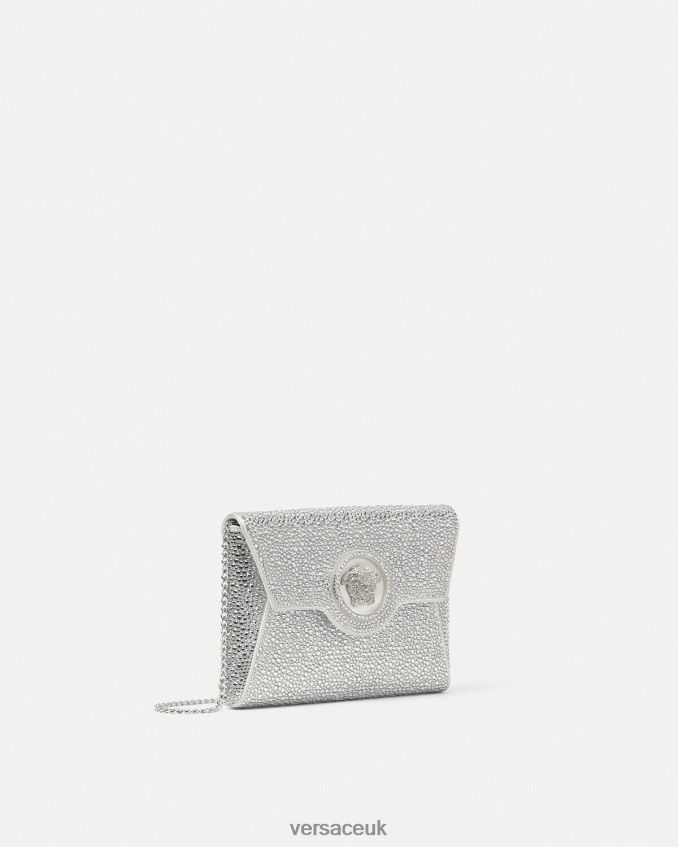 Women Versace Crystal La Medusa Envelope Clutch 6D2D06347 White Bags
