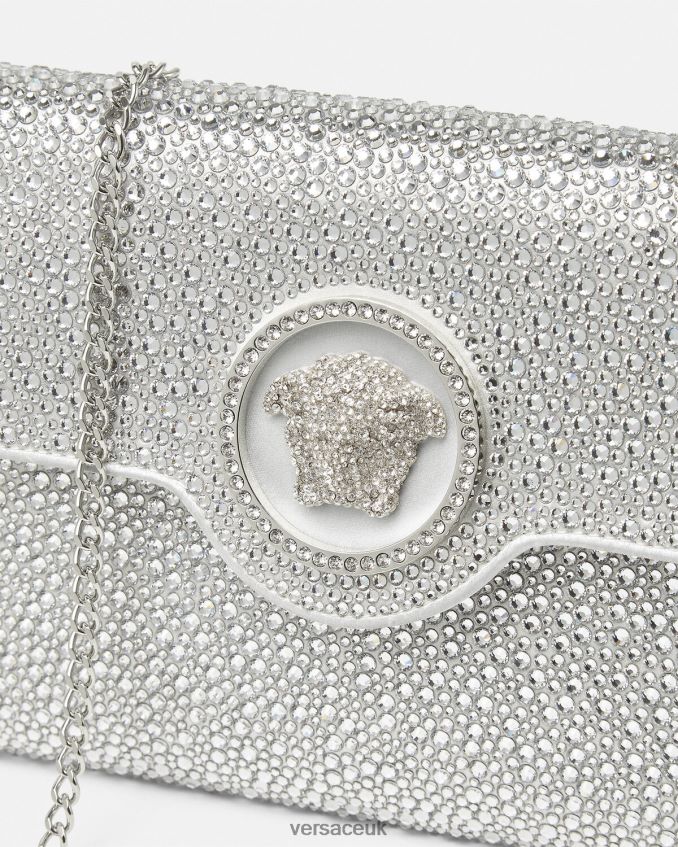 Women Versace Crystal La Medusa Envelope Clutch 6D2D06347 White Bags