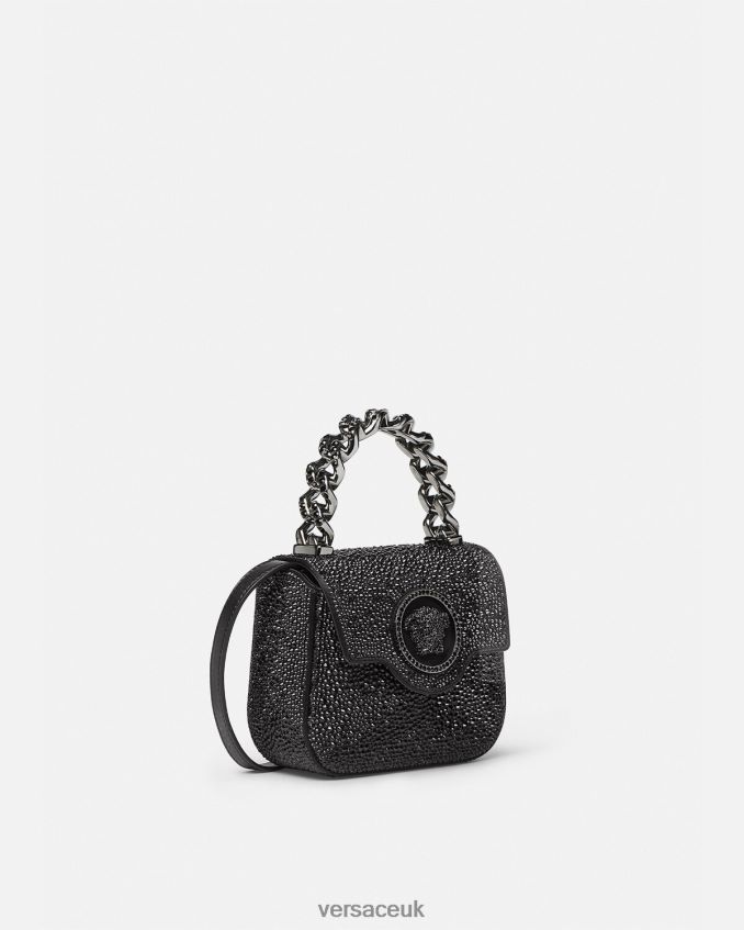 Women Versace Crystal La Medusa Mini Bag 6D2D06313 Black Bags