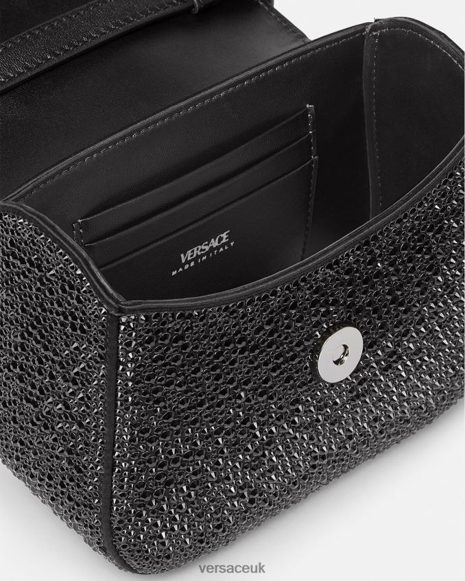 Women Versace Crystal La Medusa Mini Bag 6D2D06313 Black Bags