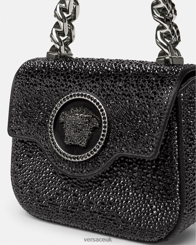Women Versace Crystal La Medusa Mini Bag 6D2D06313 Black Bags