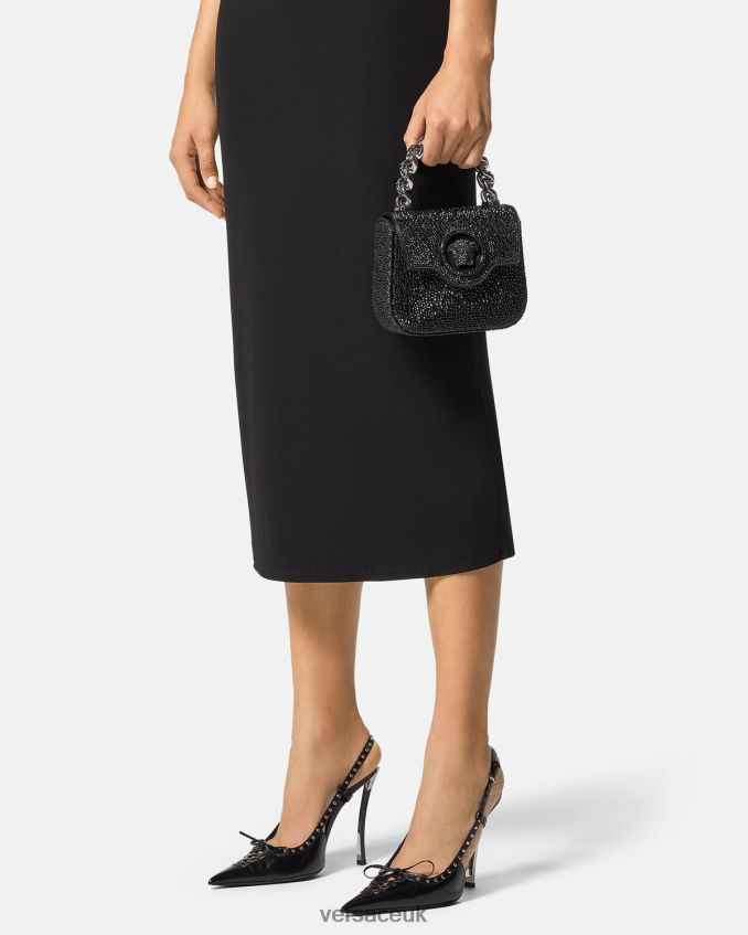 Women Versace Crystal La Medusa Mini Bag 6D2D06313 Black Bags