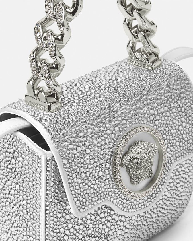 Women Versace Crystal La Medusa Mini Bag 6D2D06314 White Bags