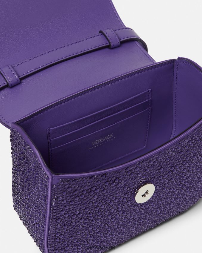 Women Versace Crystal La Medusa Mini Bag 6D2D06360 Violet Bags