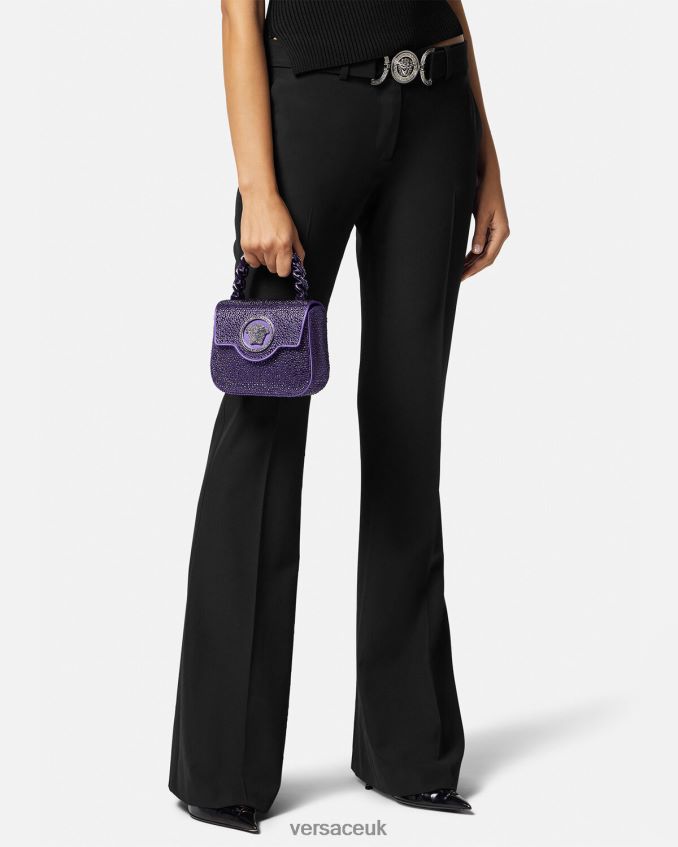 Women Versace Crystal La Medusa Mini Bag 6D2D06360 Violet Bags