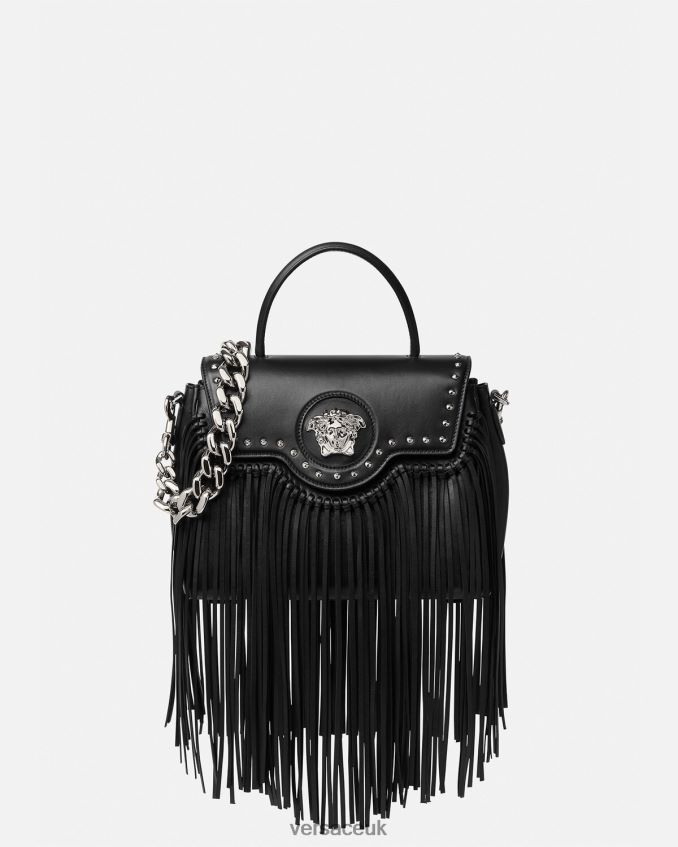 Women Versace La Medusa Fringed Handbag 6D2D06363 Black Bags