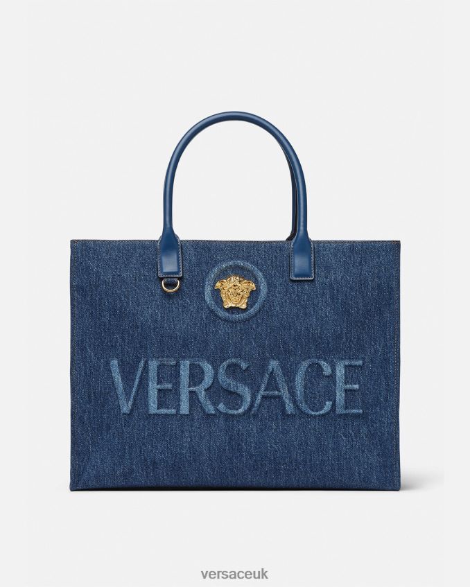 Women Versace La Medusa Large Tote Bag 6D2D06339 Blue Bags