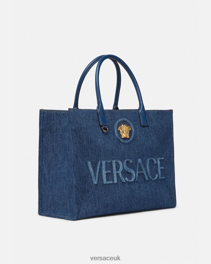 Women Versace La Medusa Large Tote Bag 6D2D06339 Blue Bags