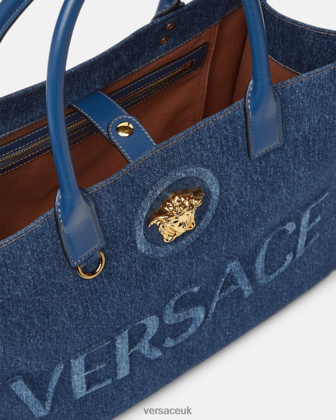 Women Versace La Medusa Large Tote Bag 6D2D06339 Blue Bags