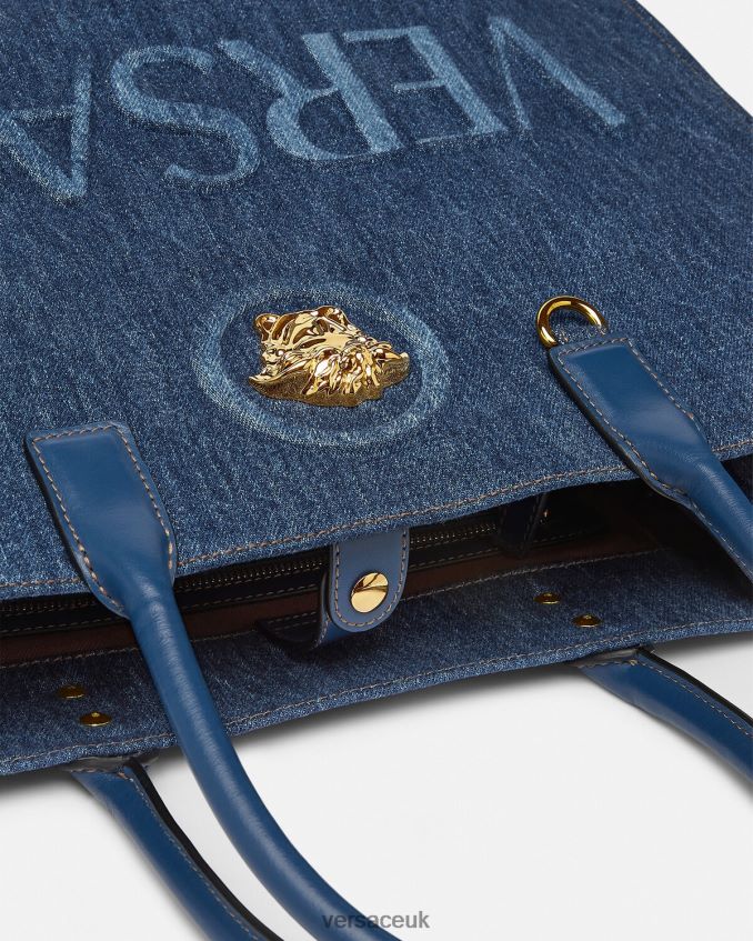 Women Versace La Medusa Large Tote Bag 6D2D06339 Blue Bags
