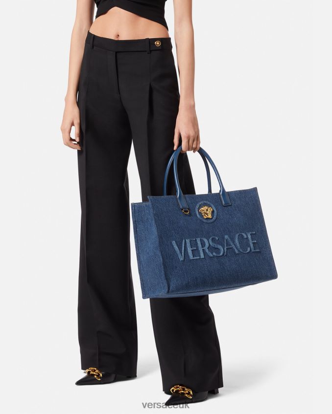 Women Versace La Medusa Large Tote Bag 6D2D06339 Blue Bags