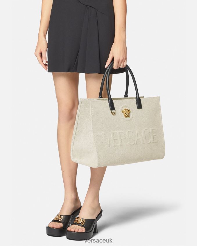 Women Versace La Medusa Large Tote Bag 6D2D06340 Beige Bags