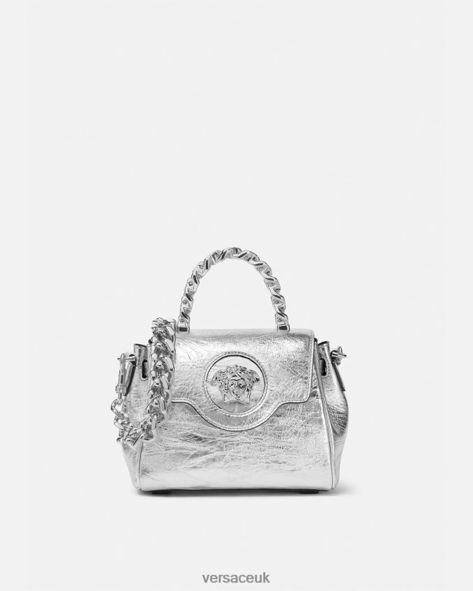 Women Versace La Medusa Metallic Small Handbag 6D2D06305 Gray Bags