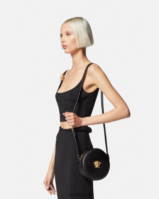 Women Versace La Medusa Round Camera Bag 6D2D06354 Black Bags