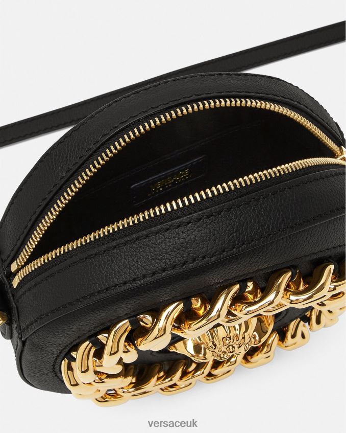 Women Versace La Medusa Round Camera Bag 6D2D06355 Black Bags