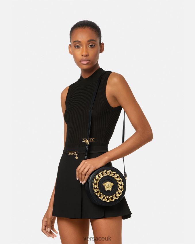 Women Versace La Medusa Round Camera Bag 6D2D06355 Black Bags